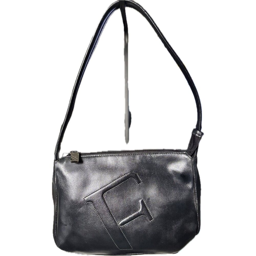 Vintage Furla Black Leather Shoulder Bag
